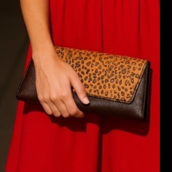 Valerie Stevens Handbags - Vintage Valerie Steven’s Brown Leather & Leopard Calfhair Shoulder Clutch Bag